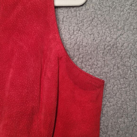 VTG Back In The Saddle Vest Medium Red Suede Leather Western Studs Cowgirl Rodeo - Picture 8 of 9